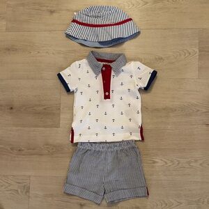 New (no tags) Nautical Anchor Baby Outfit Set - White, Navy & Red